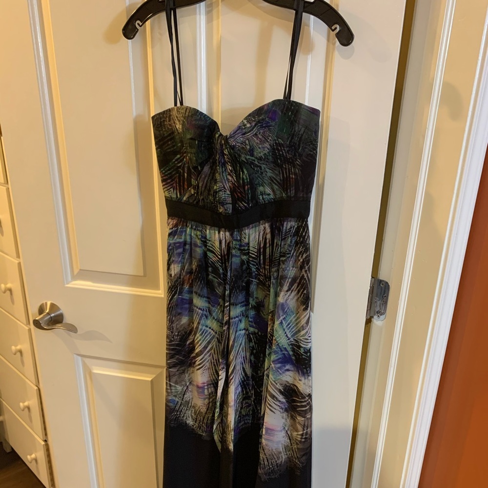 Multicolor strapless gown